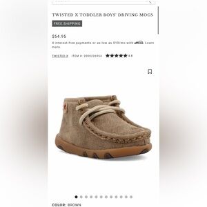 Twisted X Kids Brown Moccasin boot Shoe size 4m like new!